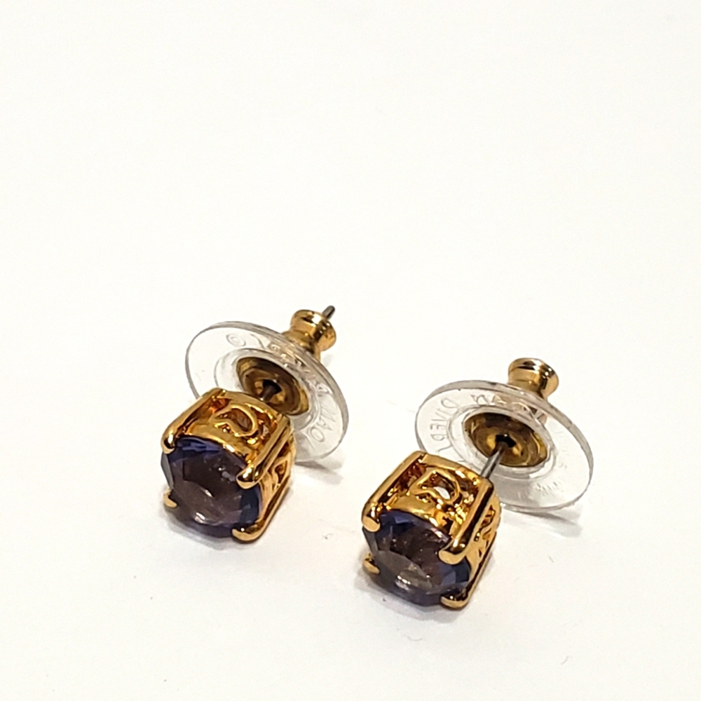 Joan Rivers Stud Earrings Purple Vintage